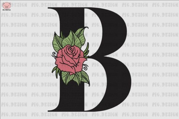 Flower Rose Font B: Elegant Embroidery Design