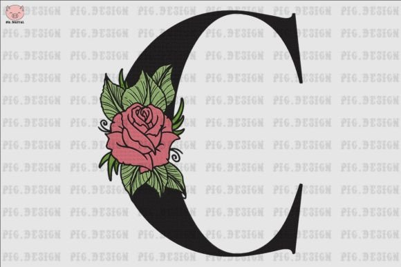 Flower Rose Font C: A Versatile Embroidery Design for Creative Projects