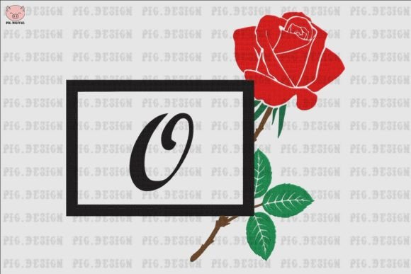 Rose Font O: Elegant Embroidery Design