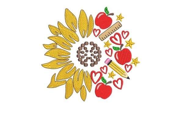 Teacher Sunflower: A Beautiful Embroidery Design